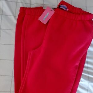 Edikted Bright Red Fleece Joggers